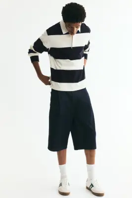 Polo de rugby Regular Fit en coton - Bleu marine/color block — photo 1
