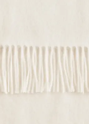 Fringed Wool Blanket Scarf - Couleur crème — photo 2