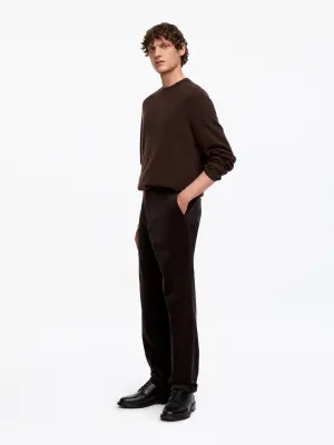 Pantalon en velours côtelé classique - Marron foncé — photo 3