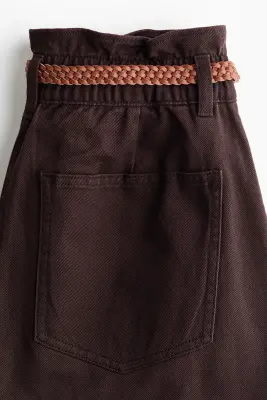 Pantalon barrel avec ceinture - Marron foncé — photo 4
