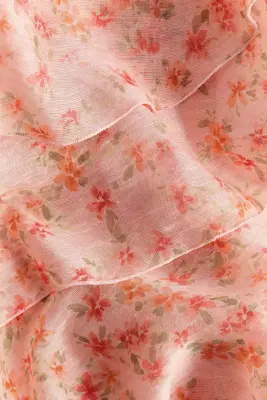 Robe asymétrique à étages en lin mélangé - Rose clair/fleuri — photo 4