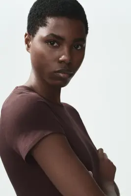 Robe T-shirt midi - Marron foncé — photo 1