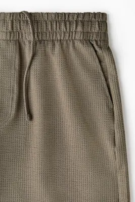 Short gaufré Relaxed Fit - Vert kaki — photo 4