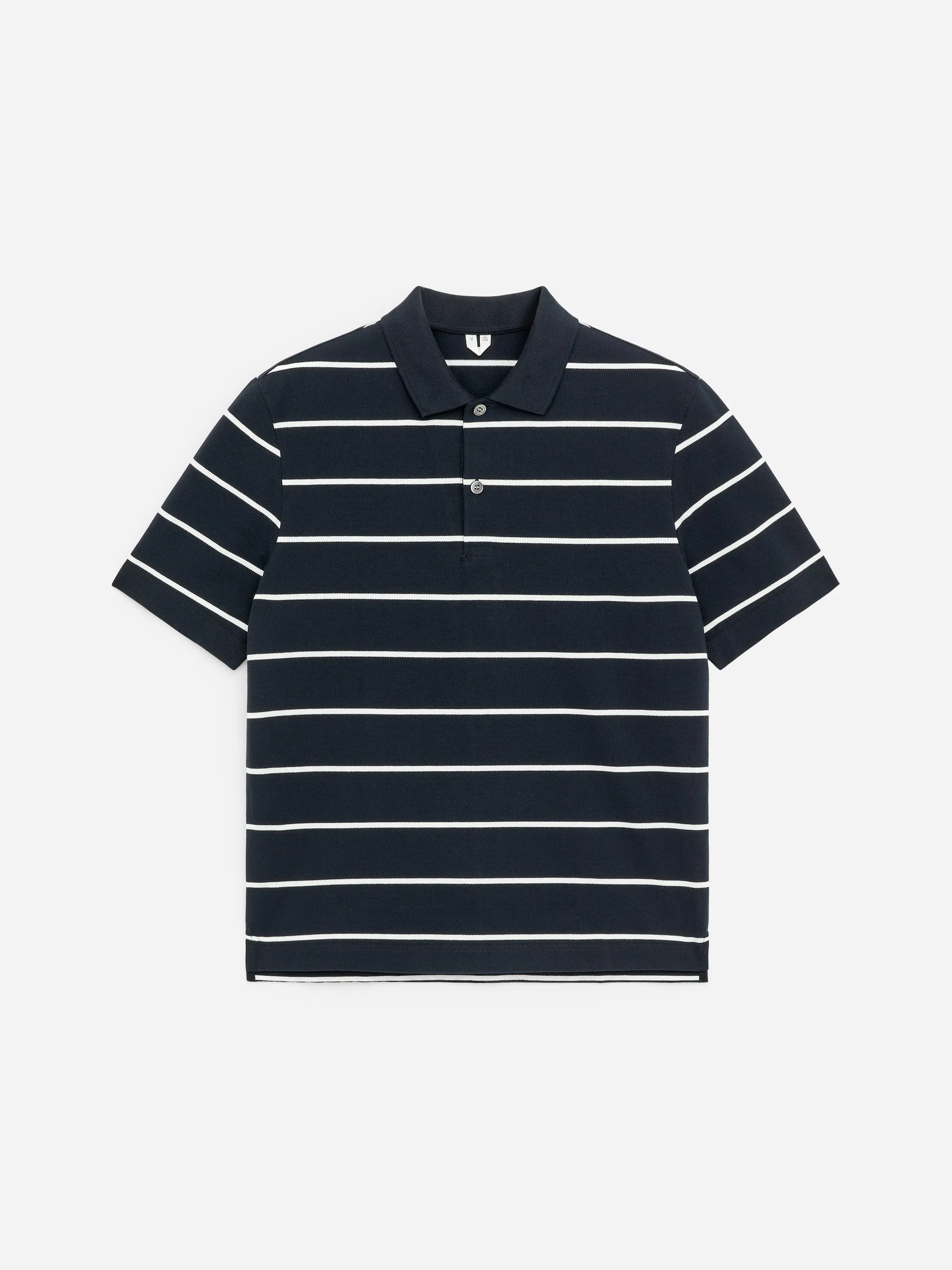 Polo en jersey piqué - Bleu foncé / Rayures