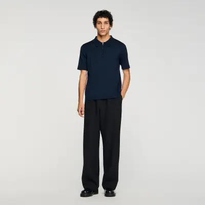 Polo en maille à col zippé