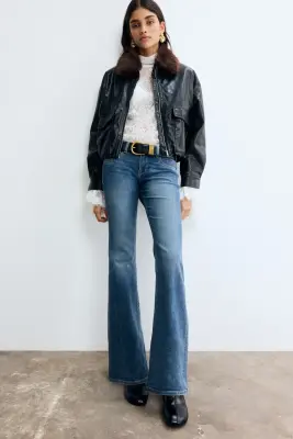 Flared Low Jeans - Bleu denim clair — photo 1