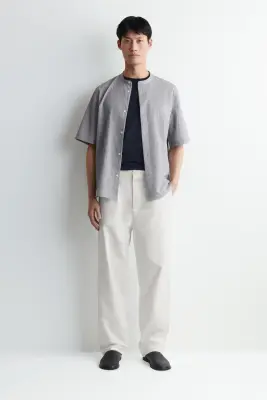 CHEMISE À MANCHES COURTES ET COL OFFICIER - BLEU / BLANC / RAYURES — photo 3