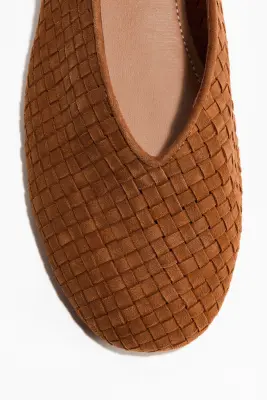 Ballerines en cuir tressé - Marron — photo 2