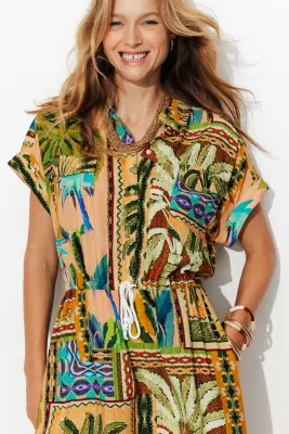Longue robe-chemise imprimée — photo 5