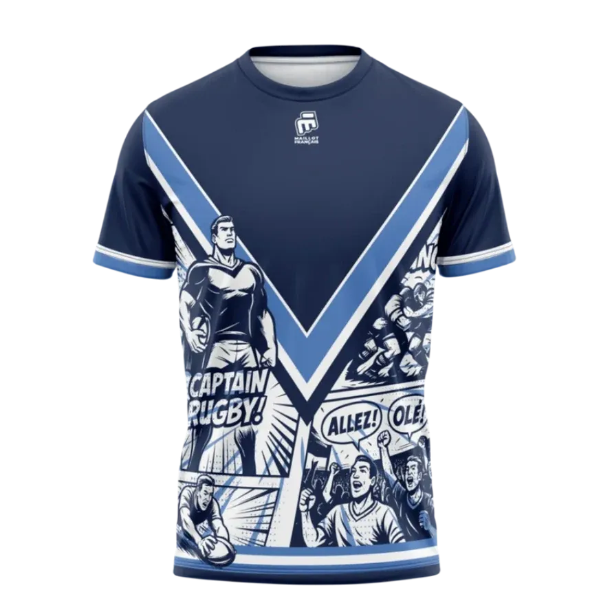 Maillot Captain Rugby lifestyle MF - Bleu