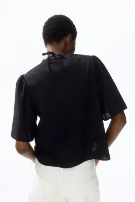 Blouse à plis nervure - Noir — photo 3