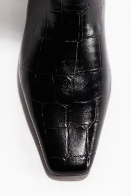 Bottes de hauteur genou - Noir/motif croco — photo 3