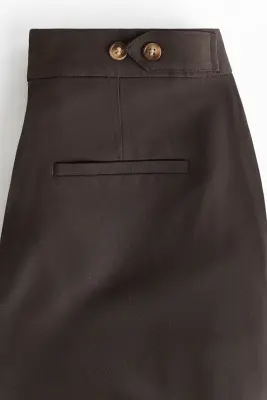 Pantalon en twill avec jambes barrel - Marron foncé — photo 4