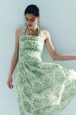 Robe dos nu en popeline - Blanc/fleuri — photo 1