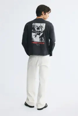 T-shirt imprimé Regular Fit Boxy en coton - Gris anthracite/Ça — photo 2