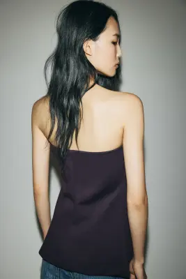 Gilet bandeau sans manches en jersey romanite - Violet prune foncé — photo 2