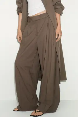 Pantalon chic à jambes larges - Taupe foncé — photo 3