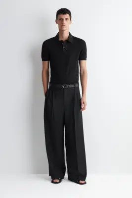 POLO SLIM EN MAILLE DE SOIE - NOIR — photo 2