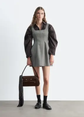 Robe courte de style corset - Gris/À carreaux — photo 3