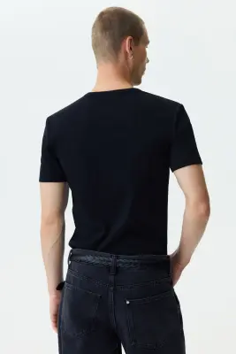Slim Fit Henley top - Noir — photo 4