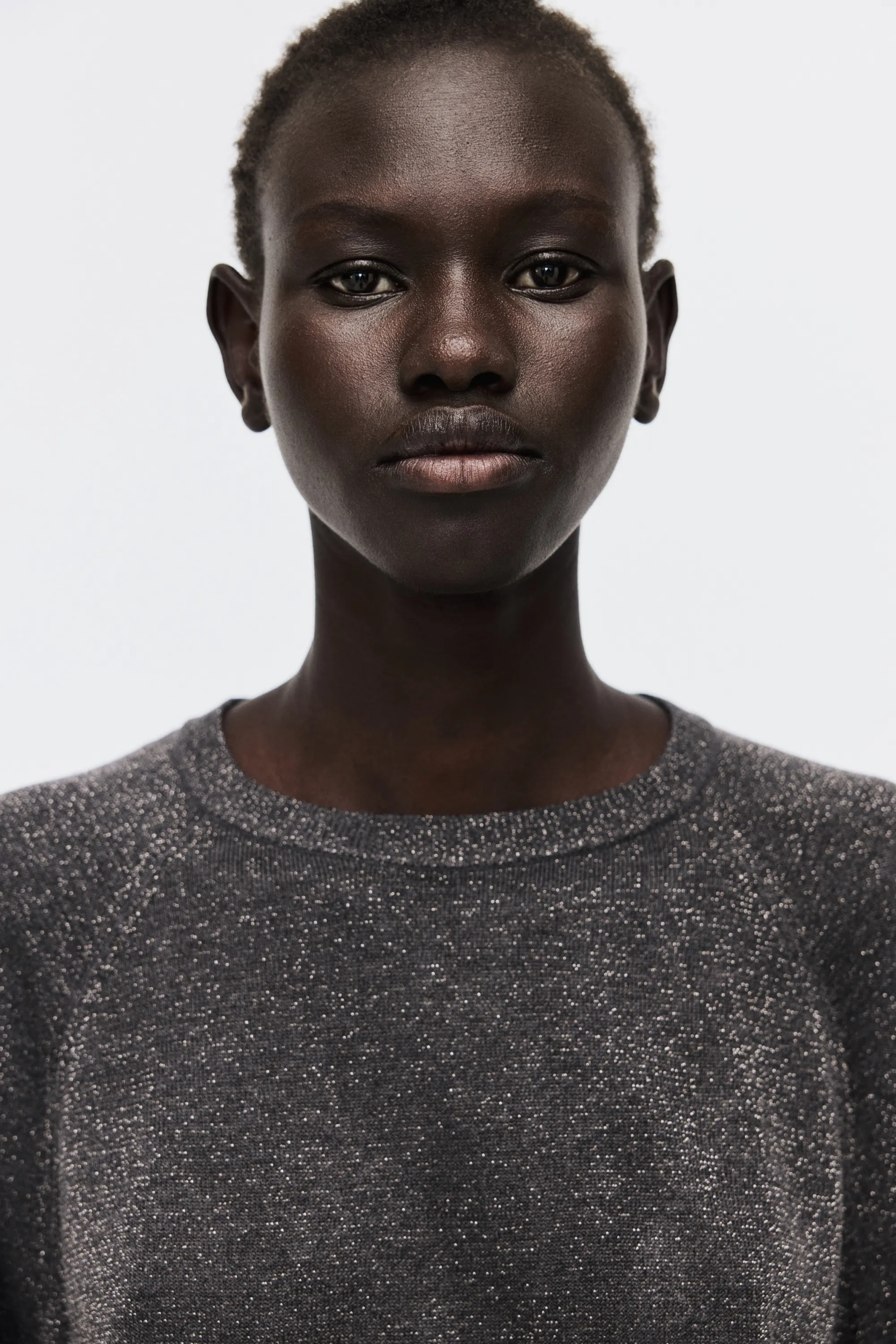 Top scintillant en maille fine - Gris foncé