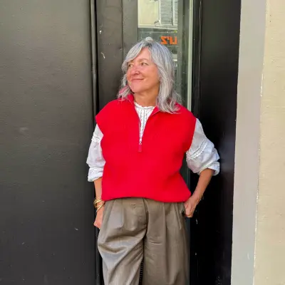Pull Sans Manche Corvin Rouge — photo 1