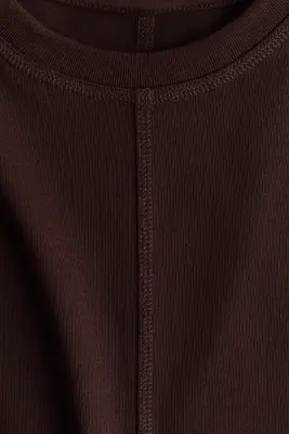 Robe T-shirt en coton - Marron foncé — photo 4