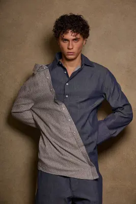 La Double Chemise Jean (Bicolore) — photo 2