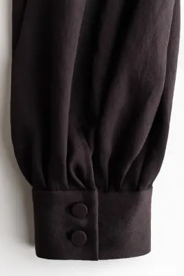 Pantalon en twill avec jambes ballon - Marron foncé — photo 5