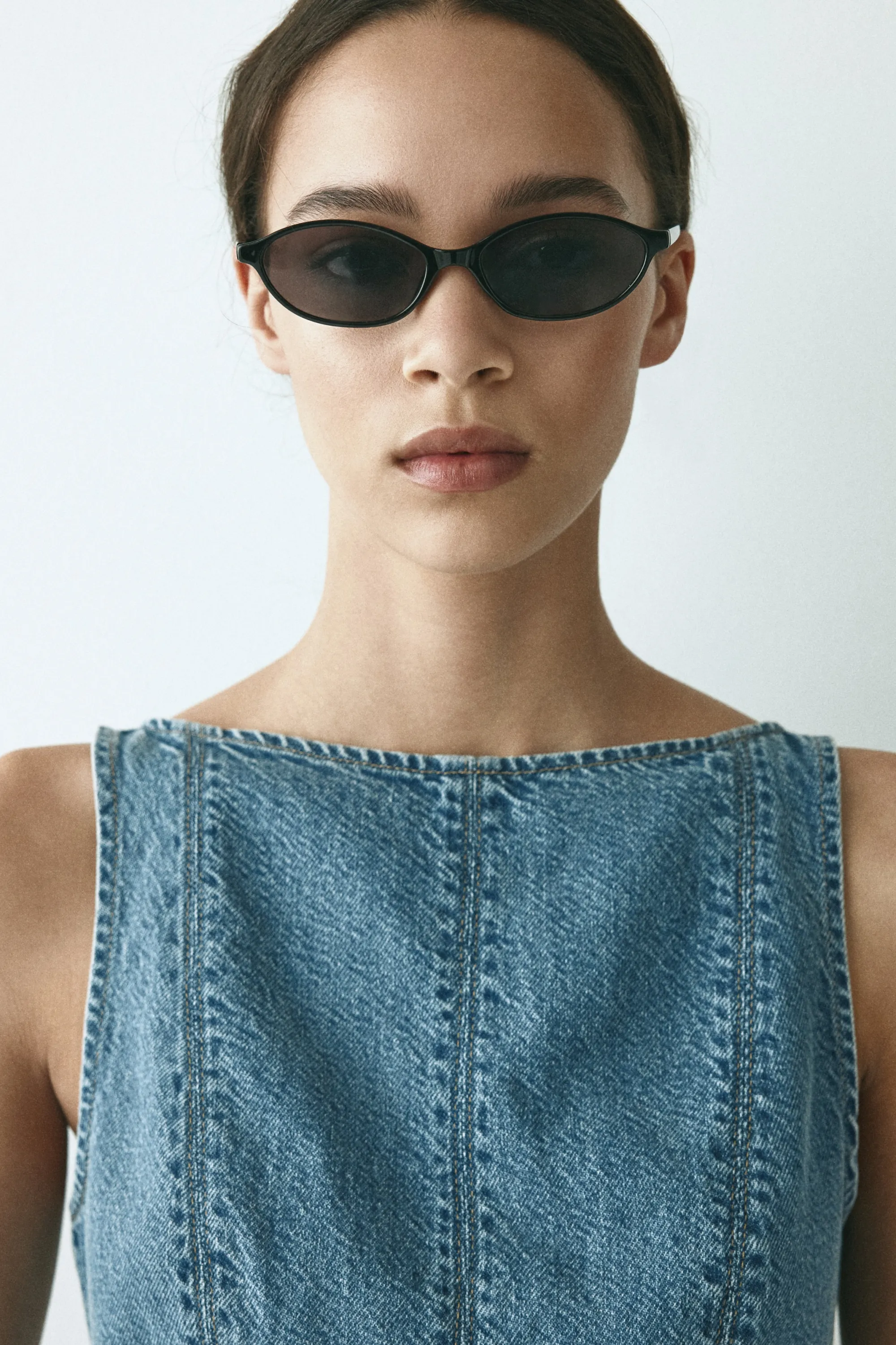 Top péplum en denim - Bleu denim