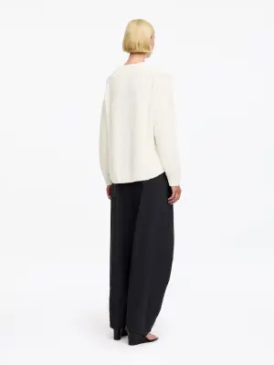 Pull en maille bouclée en coton mélangé - Blanc cassé — photo 2