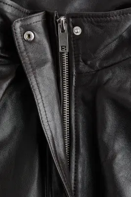 Veste oversize en cuir - Marron foncé — photo 5