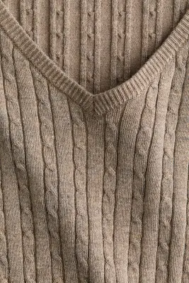 Pull en maille torsadée de viscose mélangée - Taupe — photo 5