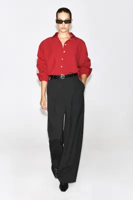CHEMISE HABILLÉE EN COTON PIMA - ROUGE — photo 2