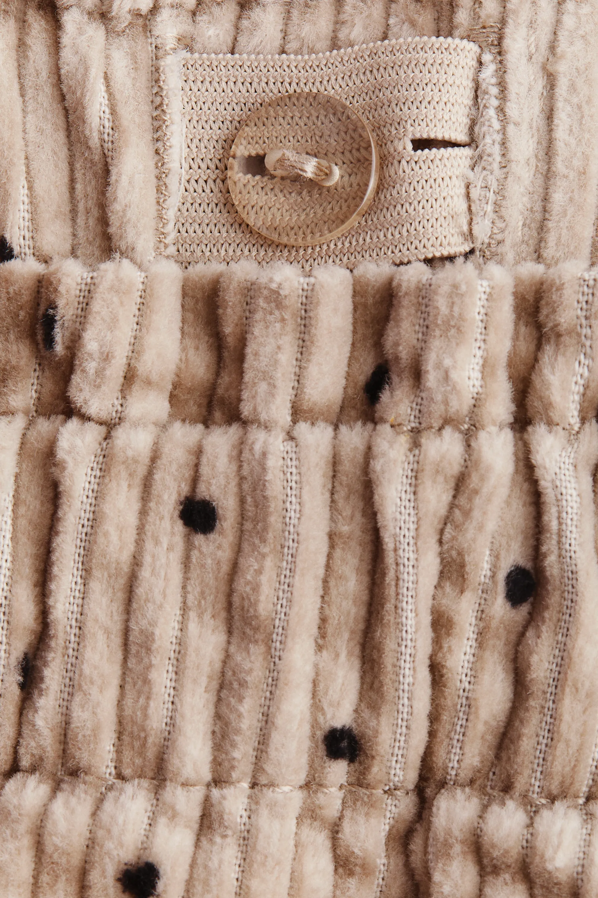 Pantalon en velours côtelé avec jambes barrel - Beige/pois