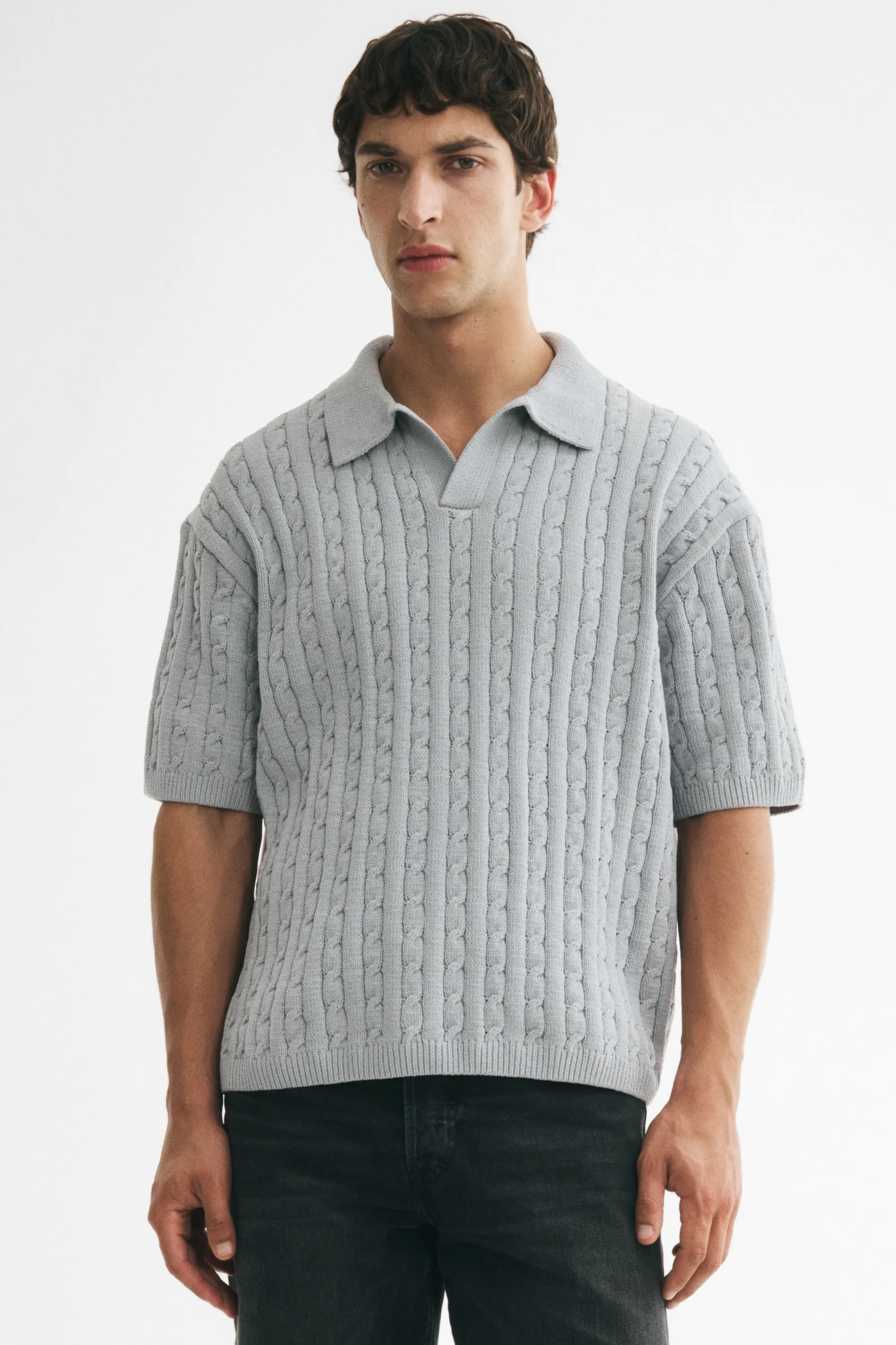 Polo Relaxed Fit en maille torsadée - Gris ancien