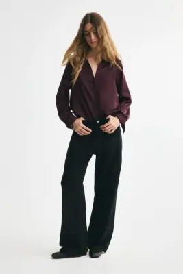 Blouse à encolure en V - Violet foncé — photo 1