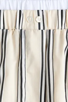 Pantalon à taille élastique avec double ceinture - Beige clair/rayé — photo 4