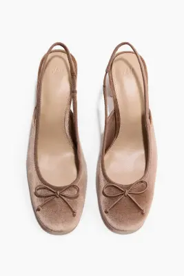 Escarpins à bride arrière avec talon bloc - Beige ancien — photo 1