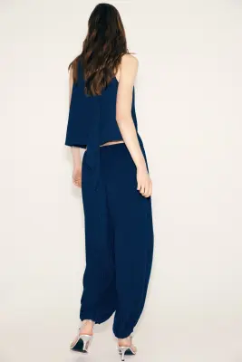 Pantalon ballon froissé - Bleu marine — photo 2
