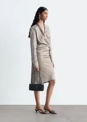 Blouse croisée - Gris/Imprimé léopard — photo 4