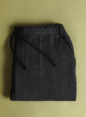 Pleated Pants with Tightening Link in Dark Gray Carded Wool — photo 5