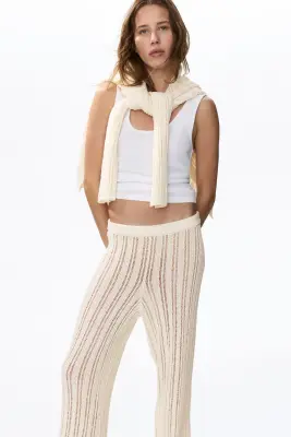 Pantalon large façon crochet - Beige clair — photo 1