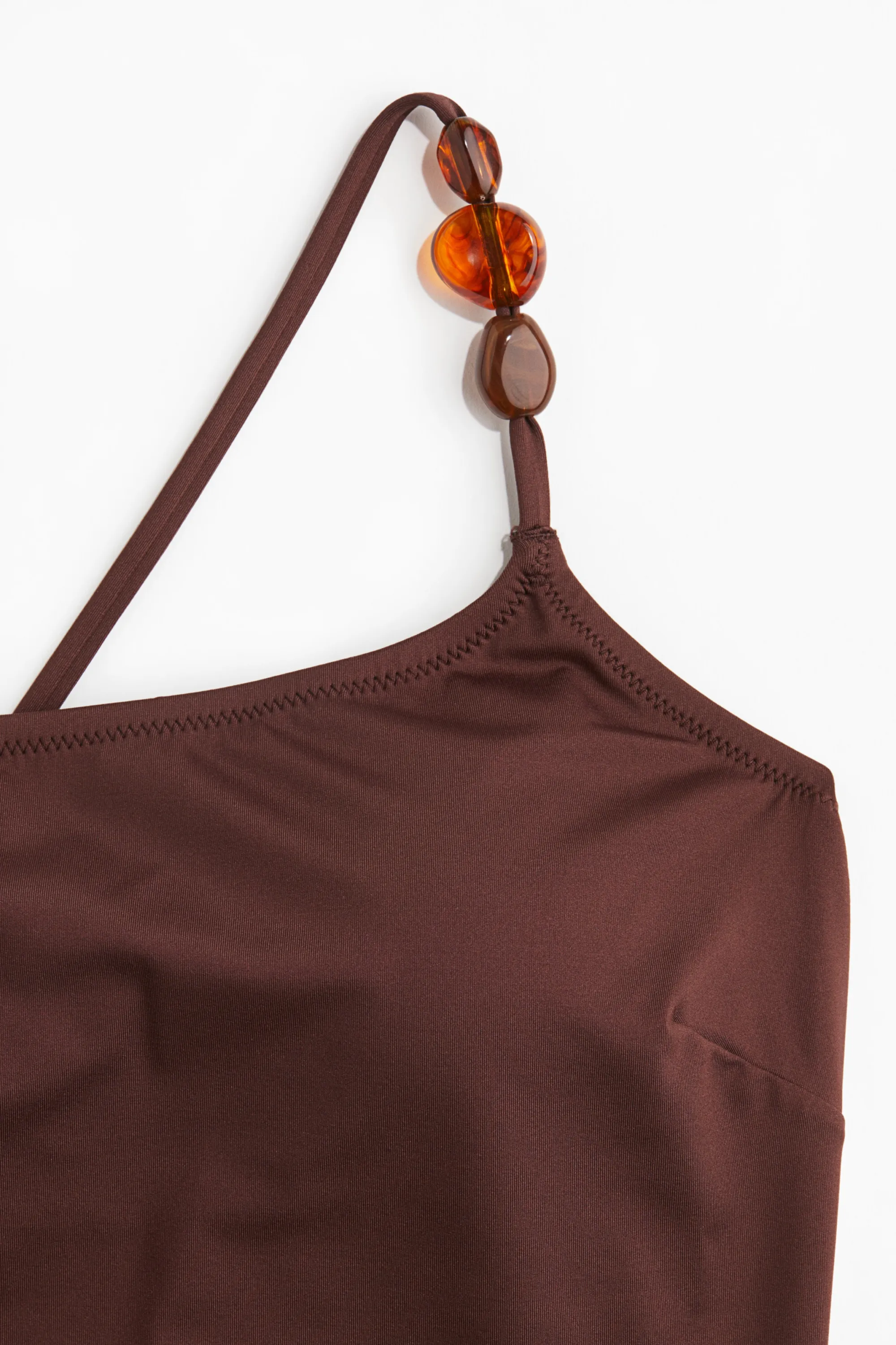 Maillot de bain asymétrique paddé - Marron foncé