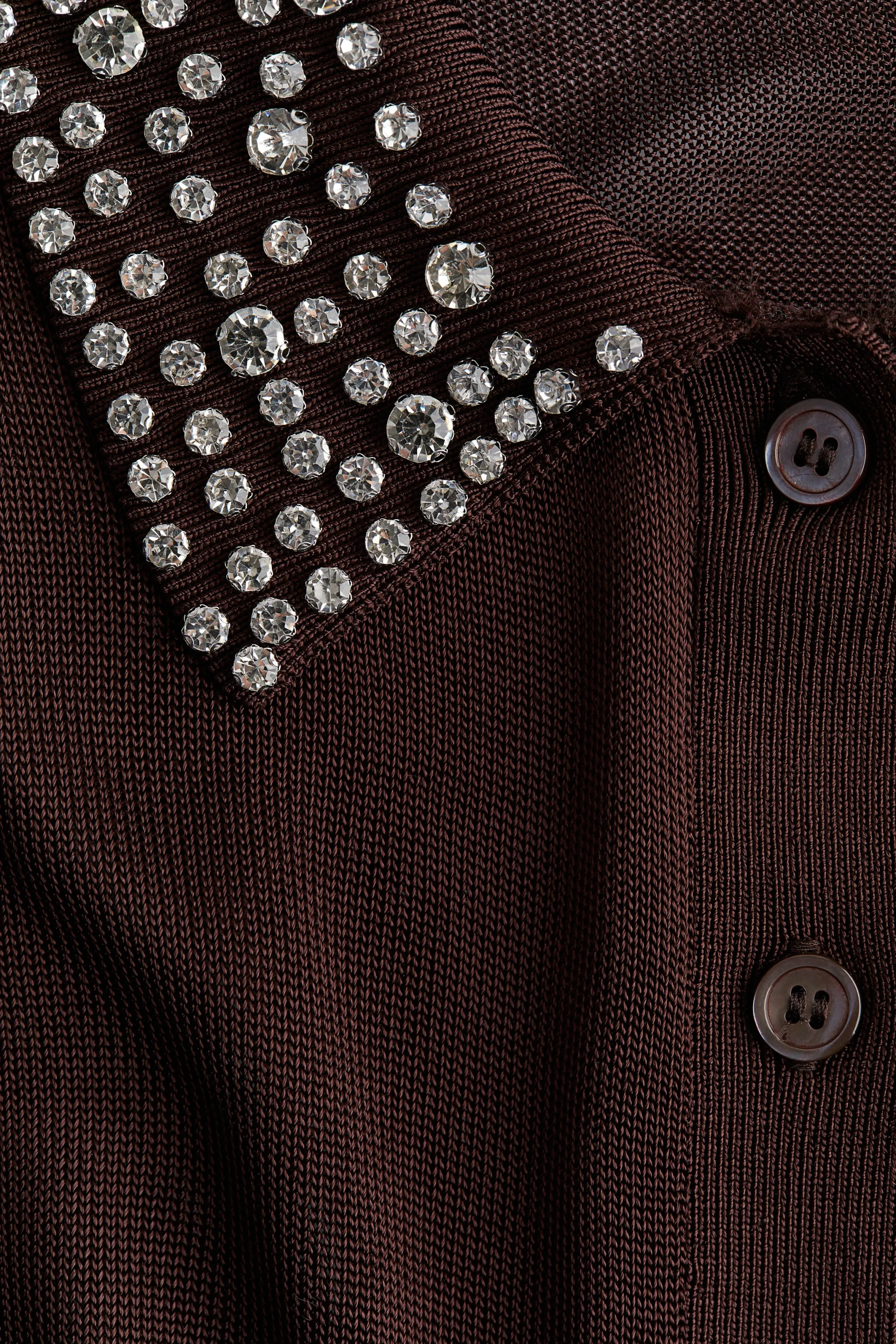 Gilet orné de strass - Marron foncé