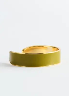 Bracelet manchette bicolore - Vert kaki/Doré — photo 2