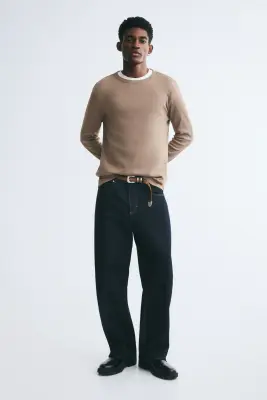 T-shirt à manches longues Slim Fit en coton - Taupe foncé — photo 2