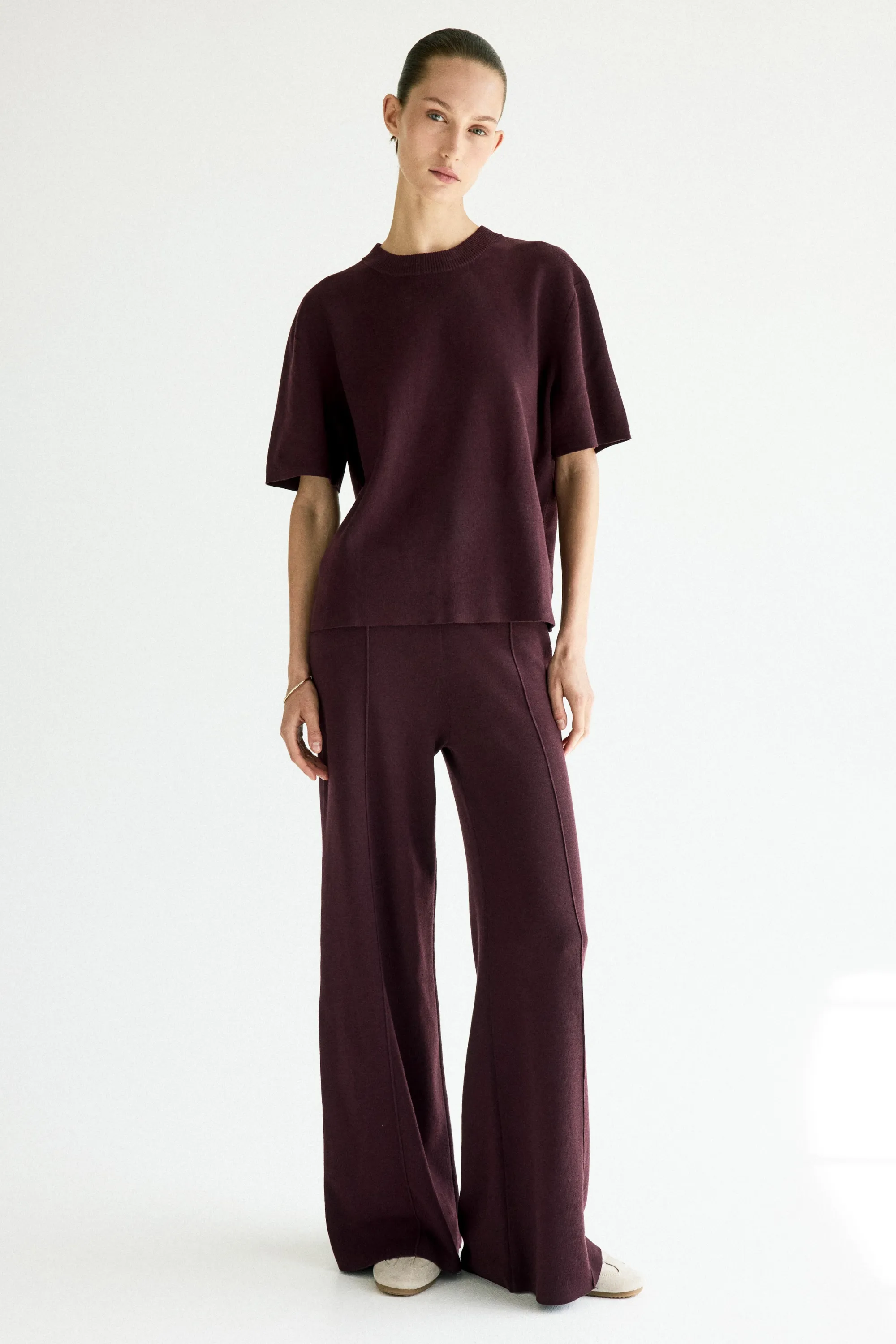 T-shirt en maille fine - Bordeaux