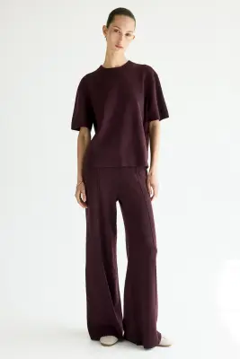 T-shirt en maille fine - Bordeaux — photo 1