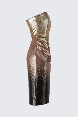 Robe bandeau à sequins - Doré/noir — photo 1